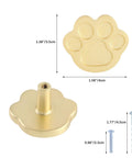 4 Pack Gold Paw Print Cabinet Knobs and Drawer Pulls Super Cute Claw Shape Zinc Alloy Handles with Screws, 1.58in size.