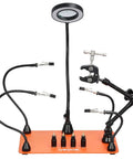 Magnetic Helping Hands Soldering Station With 3X LED Magnifying Lamp, 4 PCB Holders, 360 Degree Hot Air Gun Holder, Heavy Duty Base