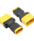 Dual XT60 to XT90 Male Connector Converter Set For RC LiPo Batteries And Accessories, 2 adapters close-up, 3-piece pack