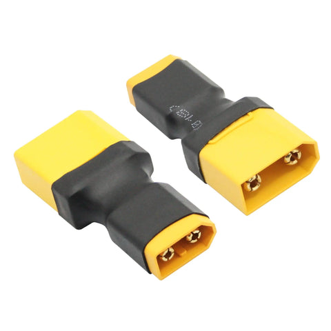 Dual XT60 to XT90 Male Connector Converter Set For RC LiPo Batteries And Accessories, 2 adapters close-up, 3-piece pack