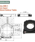Heavy Duty Hollow Rotary Table Motor Drive Indexing Plate Gearbox Reducer Kit That Is A True Smooth Operator And Plays Well With Any Rig For Precision Indexing At 3Nm And 200mm, 300mm size with detailed dimensions.