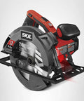 SKIL 7-1/4 in circular saw with single-beam laser guide, angled side view, red/gray, 15A