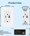 Heavy Duty 65W Usb C Wall Outlet Featuring Pd 3.0 Fast Charging And Type A Quick Power, 15 Amp Receptacle Built For The Daily Grind, Ul Approved, Includes Decorator Covers, 10 Pack dimensions and installation notes