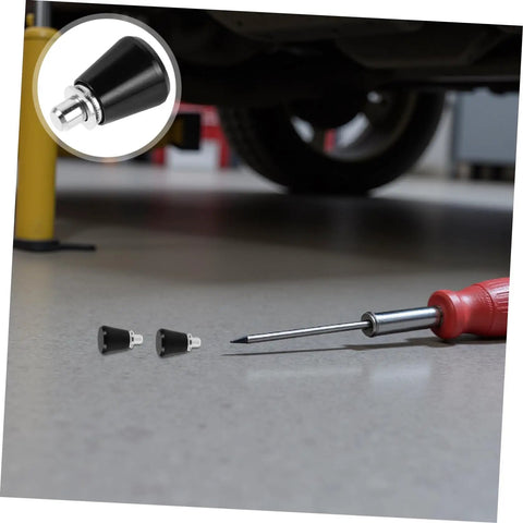 Heavy Duty 4 Pc Set Black Mechanical Spring Pins With Wear Resistance For Industrial Workshop Use And Reliable Smooth Operation Plus Super Stable Reset Power On Locating Pins To Keep Your Setup Rock Solid No Drift Amidst Vibration Ever on a workshop floor with a screwdriver.