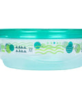 Round container from 20 Piece Color Coded Food Storage Set With Lids For Lunches, Meal Prep, And Leftovers, BPA free, teal lid