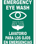 Bilingual Emergency Eyewash Station Sign, 8x12 Inch Vinyl Plate, Clear Eye Safety Indicator for Factory and Workshop