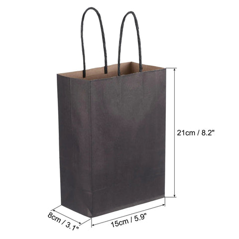 Black Paper Bags With Handles 5.9 By 3.1 By 8.2 Inches Pack Of 100 Tote Favor Bags For Parties And Gifts, durable craft bags.