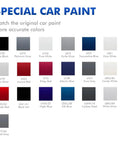 Special car paint color chart with color-matched options including United Gray LA7T for Volkswagen.