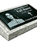 Weatherproof Custom Memorial Plaques In Black Granite With Marble Base For Gardens And Cemeteries Durable Outdoor Monuments