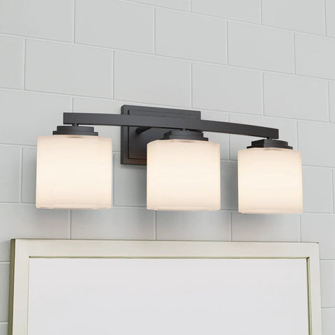 Industrial Dope 3 Light Vanity Wall Sconce With Etched Glass Shade In Dark Bronze Finish Modern Bathroom Lighting For Vanity Hallway Or Kitchen Up Or Down Mount 110 To 120V