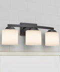 4 Light Vanity Light With Etched Glass Shade In Dark Bronze Finish, Dope Industrial Wall Sconce For Bathroom, mounted over mirror