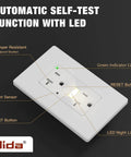 20 Amp GFCI Outlet With Self Test Nightlight, Tamper Resistant Receptacle, LED Indicator, UL Listed, Wall Plate Included, Matte White, 4 Pack front view