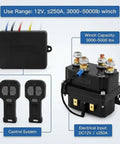 Wireless Winch Remote Control Kit for Trucks ATVs SUVs Jeeps No Fuss Setup with 12V 250A solenoid relay, receiver, and remote