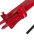 Red 8-ton hydraulic jack long ram with clevis base and black handle