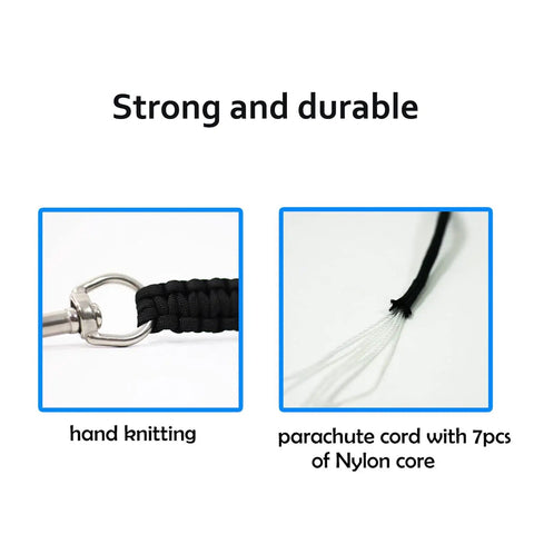 Close-up of Rugged Underwater Camera Housing Carry Lanyard With Military Grade Parachute Rope 316 Stainless Steel Swivel Eye Bolts Waterproof Case Soft Handle Durable D Hook Attachments For Easy Boat To Water Lifting