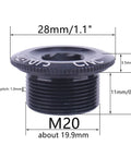 Two Pack M20 Crankset Arm Bolts Aluminum Alloy For Bike Crank Cover Screws Black with dimensions and thread pitch shown