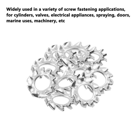 Top Quality M3 Star Lock Washers Crafted From Rust Resistant SUS304 Stainless Steel, External Tooth Structure Prevents Loosening Under Vibration, Includes 300 Silver Self Locking Rings For Tough Jobs, various angles, silver color