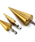 Three Piece Step Drill Bit Set That Rocks 4 12 20 32mm High Speed Steel Titanium Coated Hole Cutter For Aluminum Wood Plastic And Sheet Metal