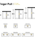 Diagram of Edge Finger Pulls For Cabinets Invisible Concealed Aluminum Flat Hidden Drawer Pulls, dimensions labeled in mm and inches.