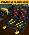Nut Driver Bit Set With Magnetic Tips, 35-Piece Extra Long Nut Driver Kit For Impact Drills, open case view