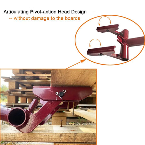 Pallet Buster Head With Articulating Pivot Action For Quick Pallet Disassembly No Handle Needed Head Only Tool for straddling wood boards