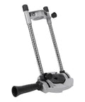 Portable Drill Press Adapter And Drill Guide Jig Stand with Heavy Duty Aluminum Cast Iron Build for vertical and angled wood drilling.
