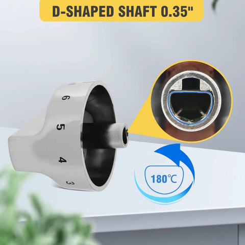 Close-up of D-shaped shaft in Five Piece Gas Range Knobs Kit Replacement For 318282310 AP3774164 1062940
