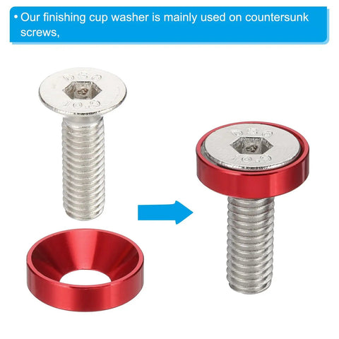 Pro Grade Finish Countersunk Washer Kit M6 Set With Aluminum Alloy Flat Cup Head Screws And Gaskets, 20 Pcs Orange, Includes Driver Wrench For Mechanical Parts, DIY Projects, Model Building shown in assembly