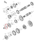 Diagram showing front sprocket lock washer placement for Kawasaki ZX10R, ZX6R, ZX9R street bikes, 1994 to 2015 models
