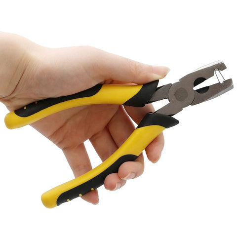 Hand holding pliers from DIY Cage Fastening Kit With 600 Wire Cage Buckle Clips And Pliers Easy To Install Ferrule Clips For Pet Cages