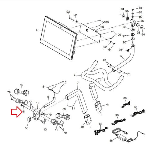 Left Weight Rest Replacement for Indoor Stationary Bikes, Frame Mounted Weight Holder for Integrated Hand Weights, Built for Easy Spins on Carbon CX and Smart Power Series, Part 398986, exploded diagram