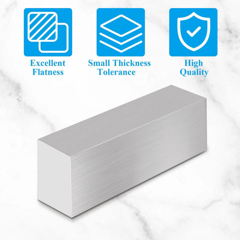 Aluminum flat bar 2×4×8 in (50×100×200 mm), brushed solid block for milling and machining