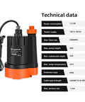 Submersible Water Pump One Third HP 2500GPH Portable Electric Utility Pump For Clean Water Drainage with orange base