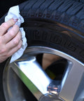 AutoSCRUB Cleaning Wipes Heavy Duty 60 Count Cleaning Cloths 15 By 10 Inches used on tire to remove road grime.