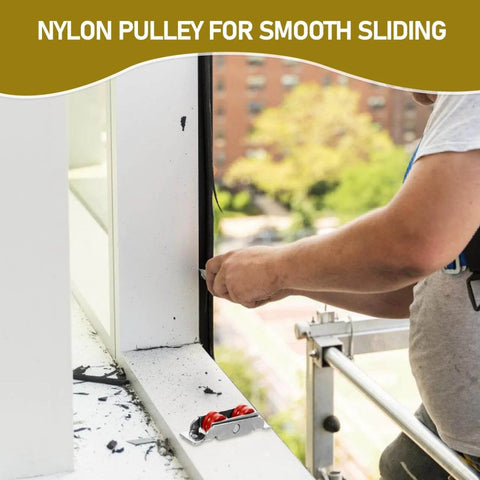 Stainless Steel Sliding Door Wheel Replacement Kit With Dual Nylon Wheels And Integrated Ball Bearings, installation view.