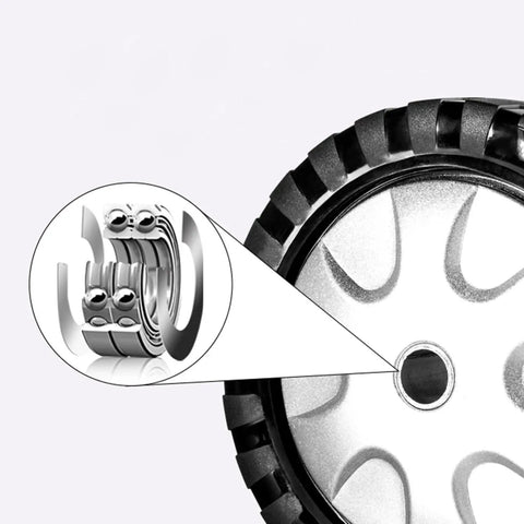 Close-up of heavy-duty PU wheel with sealed bearings for Set Of Four Industrial Swivel Casters With Secure Locking Brake And Straight Up Tough Pu Wheels Plus M20 Threaded Stem For Workbenches Cabinets And Shop Rigs.