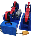 Beefed Up Workhorse Wheel Welding Tank Turning Rolls With Linkage Roller And Welding Positioner For Welding Equipment Support 3000 Kg Load Capacity 70 To 1200 Mm Diameter Range 370W Motor Adjustable Speed 150 To 1000 Mm Min., blue steel turning rolls with red rollers and foot switch
