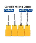 Straight Up Sharp Single Flute Spiral End Mill For CNC Router Machining Wood Acrylic Aluminum With Raw Uncoated Steel Blades For Superior Heat Dissipation, carbide milling cutter set with yellow holders.