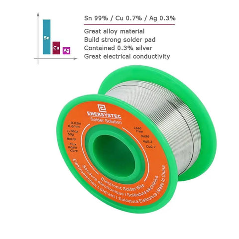 Lead Free Solder Wire With Rosin Core Flux 0.6mm 50g Fine Solder For Electronics DIYers And Repairs Sn99 Ag0.3 Cu0.7 reel