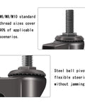 Close-up of M6/M8/M10 threaded stem on Top Tier Heavy Duty Stem Casters With Smooth Rolling 360 Swivel TPR Wheels.