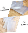 Close-up of stackable furniture leveling shims, clear PVC material, showing durable design for stabilizing tables and chairs.