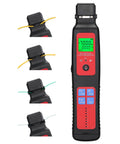 Live Fiber Optic Identifier With OPM And 5-In-1 Function for RJ45 Network Testing with LED display, showing detection range.