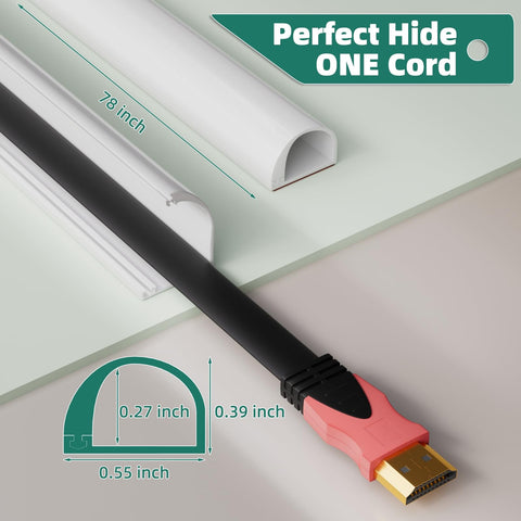 Cord Hider Raceway Kit 39 Inch Wall Cable Concealer for One Cable Hiding TV and Home Office Wires in Silicone Mount close-up