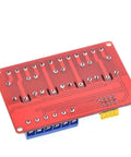 Bottom view of Double Pack 4 Channel 5V Relay Module With Optocoupler High Or Low Level Trigger Isolated Expansion Board 10A Relays