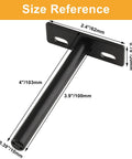 Rock Solid Four Inch Floating Shelf Brackets Set Of Four In Matte Black featuring invisible mounting size reference with dimensions shown.