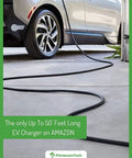 Level 2 Electric Vehicle Charger 30 Foot Cord 40 Amp 240V Charging Station with Nema adapters plugged into EV.