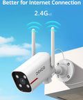 Two Pack Outdoor Security Camera With 2K Color Night Vision For Crisp Details 180 Degree Pan Wired And WiFi Compatible