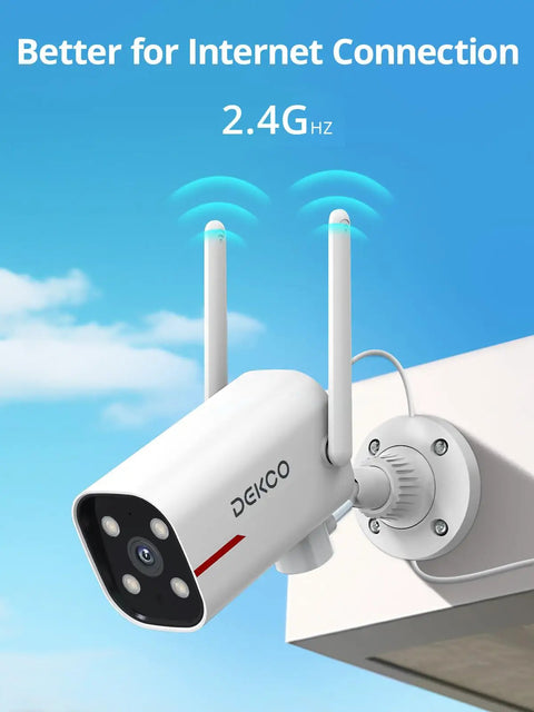Two Pack Outdoor Security Camera With 2K Color Night Vision For Crisp Details 180 Degree Pan Wired And WiFi Compatible