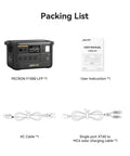 Packing list of Your All In One Portable Power Station With 960Wh LiFePO4 Battery And 1500W Pure Sine Wave Output, Solar Generator