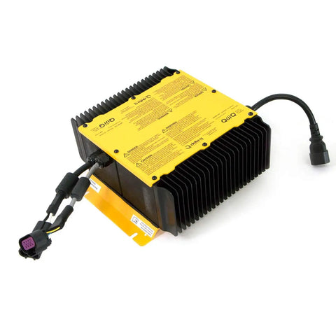 Rock Solid Oem On Board Battery Charger For Polaris Ranger Ev Refresh Slick 120 Volt Ac front view with yellow shell and power connection.
